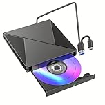 DVD Player for Laptop,External CD Drive for Mac, USB 3.0 USB C Portable CD Burner External Disk Drive, DVD Reader Writer ROM Drive Compatible with Laptop Desktop Mac,Windows 11/10/8/7 Linux