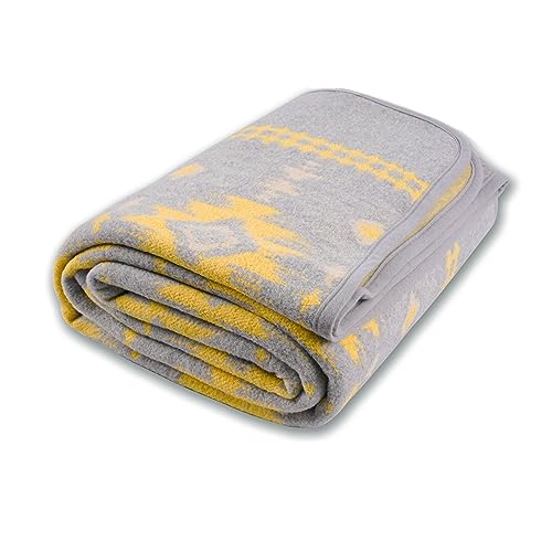 ACUSHLA Manta de Lana Merina, cálida, Gruesa, Lavable, Grande, 87 x 63 Pulgadas, Ideal para Cama, sofá, Campamento al Aire Libre, Todas Las Estaciones, Color Gris Claro Myers