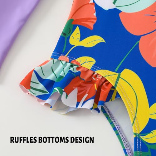 Image of Kids Girls Swimsuit Long Sleeve One Piece Swimwear Zipper Bathing Suit UV Protection Rash Guard Swimming