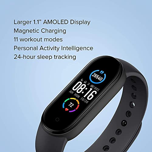 Image of PunnkFunnk PFM5 Smart Fitness Band & Activity Tracker, Heart Rate Sensor, Step Tracking All Android Device & iOS Device (Black)