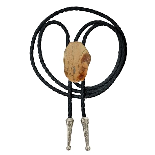 Image of Daisy Del Sol Bolo Tie Turquoise Stone Braided Vegan Faux Leather Silver Tips Handmade Necklace Adjustable Boho Western Jewelry