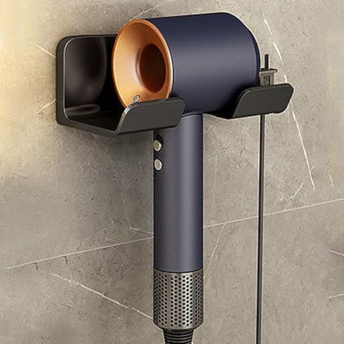 POHOVE Föhn Halterung,Fönhalter Ohne Bohren,Haartrockner Halterung Föhnhalter Wand Ohne Bohren,Haartrocknerständer für Badezimmer, geeignet für die meisten Haartrockner,Einfache Installation