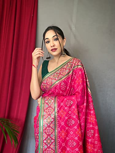 Image of SGF11 Women's Kanjivaram Patola Silk Saree Silk Saree Pure Golden Zari With Blouse Piece
