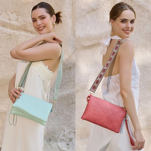Image of JEN & CO. Izzy Vegan Leather Crossbody Bags Clutch Purses Wristlet Wallet Shoulder Handbag with Guitar Strap for Women