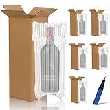 MOTOTO 12 Pack Wine Shipping Kit Include 6 Wine Bottle Shipping Box 6 Bottle Travel Protector Bags Corrugated Boxes Inflatable Protector Bags with Inflatable Pump for Fragile Transportation