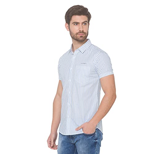 Image of Spykar Men's Cotton Slim Casual Shirts (Sky Blue) (4XL) (MSH-01BB-282)