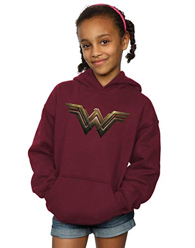 Absolute Cult DC Comics Girls Wonder Woman Logo Hoodie Burgundy 9-11 Years