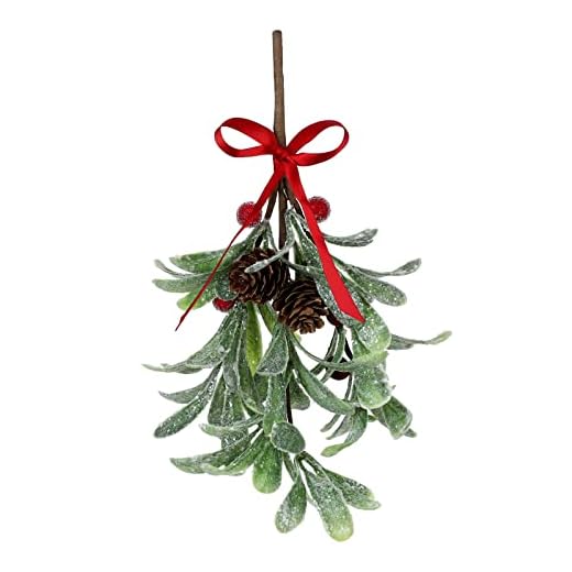 MISNODE 6 pezzi artificiali da appendere al vischio di Natale, decorazione decorativa per piante di vischio finto e foglie in vaso per decorazioni per le vacanze