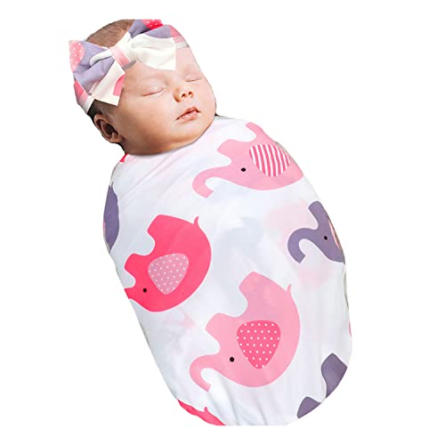 Image of Newborn Receiving Blanket Headband Set - Unisex Soft Baby Swaddle Girl Boy Gifts