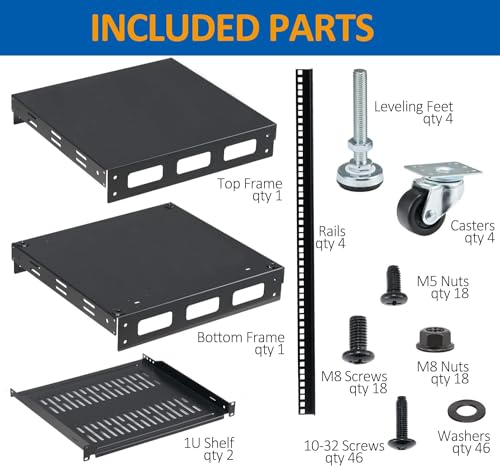 10U Open Frame Rack for Servers & AV Gear - Wall Mountable Design (Open or Closed top and Bottom Plates are Shipped Randomly)