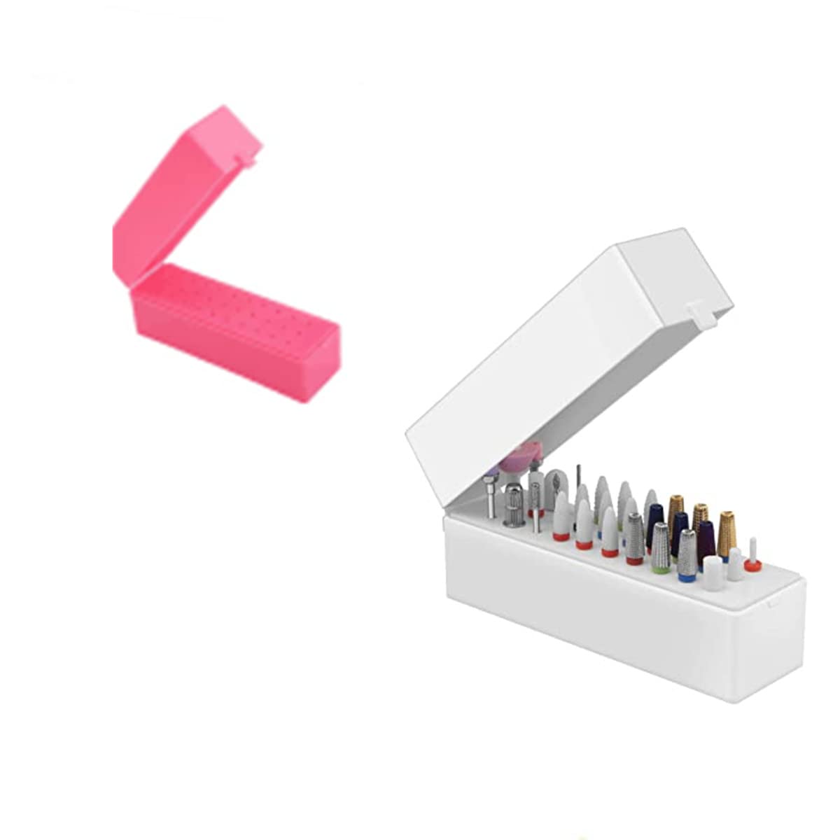 Nail Drill Bits Holder, 2PCS Nail Drill Bits Holder Organizer, Nail Drill Bits Holder Case, Nail Drill Bits Holder Box for Acrylic Nail Drill Bits Efile Bits (Not Inlcude Nail Drill Bits)