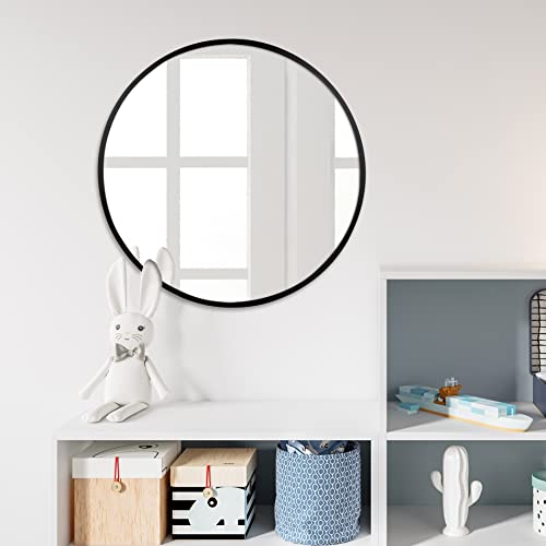 Space Art Deco, 20 Inch Black Round Mirror, Circle Wall Mirror For Bathroom, Living Room, Bedroom, Wall Decor, Vanity And More Decorative Aluminum Circular Mirrors #TOP5