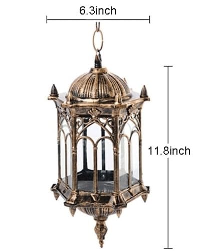 Aluminiowa, Metalowa, Wisząca Lampa Zewnętrzna Z Przezroczystym Szklanym Kloszem, Wodoodporna, Wisząca Lampa Sufitowa Na Werandę I Korytarz., Black