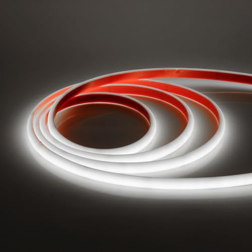 HEGEHE 12V Lumière au néon LED COB, 320Leds/m IP67 étanche Autocollant Super Lumineux Bandeau flexible Ruban LED Light Strip pour DIY Projets D'éclairage Intérieur et Extérieur (Blanc, 1M)
