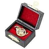EASTROCK Miniature French Horn Pin, 1.4inches Musical Instrument Fashion Lapel Brooch Pin with Red Velvet Lined Instrument Case, French Horn Gifts