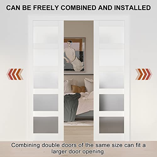 Kit de marco para puerta corredera de bolsillo 24" x 80" con mecanismo de cierre suave bidireccional de 120 lbs, herrajes para puertas de 24" a 36" de ancho, instalación fácil y deslizamiento silencioso miniatura 6