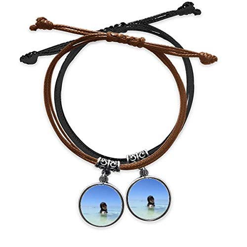 Bracelet Ellie Yao en cuir double motif vague de mer pour amoureux