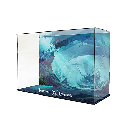 AZIZAT Vitrina de acrílico transparente. Caja de exhibición para Lego The Caribbean Silent Mary 71042 modelo de construcción. (solo caja de almacenamiento) (fondo B)