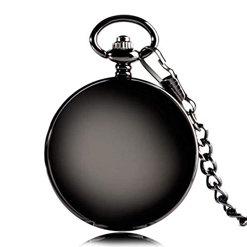 DBSCD Regalos Navidad,Reloj Bolsillo Elegante Reloj Bolsillo mecánico Negro Liso Steampunk Wind Up Fob Chain Brief Número Romano Clásico Elegante para Hombres Mujeres Regalos