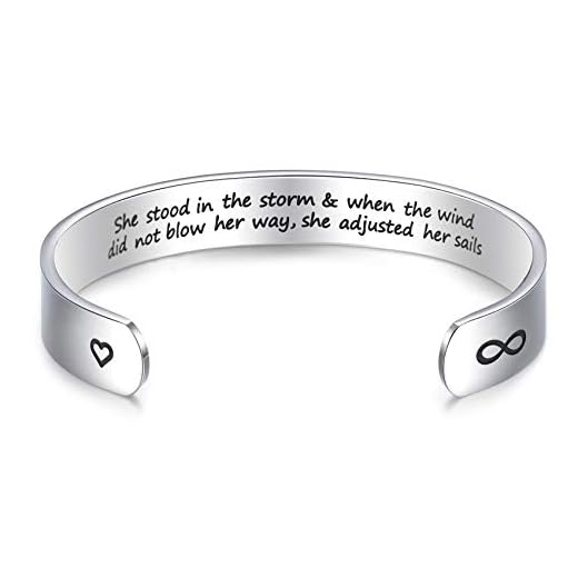 LParkin Inspirerande gåva hon stod i stormen när vinden inte blåste hennes väg justerade hon sina seglar uppmuntran gåva .. e rostfritt stål, colore: Manschettarmband, cod. B07HC4K7HT_US