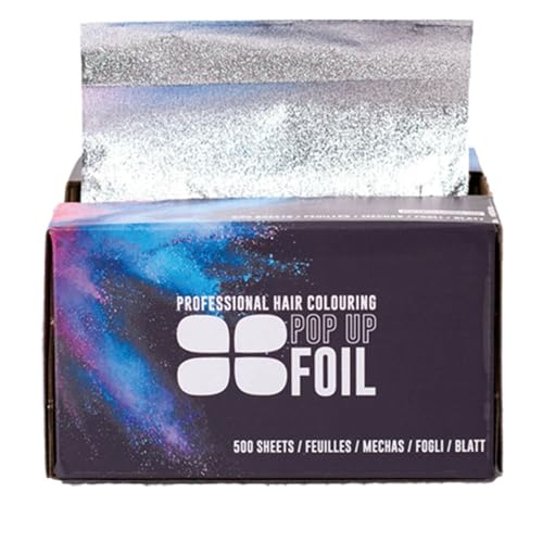 Procare Embossed Silver Hair Foil Pop Up Sheets - 500 Pre-Folded Sheets (130 x 280mm) Professional Grade Large Hair Dressing Hair Foils for Colouring Highlights & More.