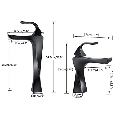 Grifo de lavabo de baño antisalpicaduras monomando de bronce alto 2