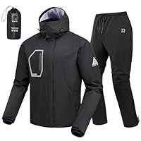 RIDEIRON Motorrad Regenkombi Herren 2-Teiler – Wasserdichte Motorrad Regenbekleidung 15000mm mit Reflektoren, Abnehmbarer Kapuze (DE/NL/SE/PL, Alphanumerisch, XL, Regular, Regular, Schwarz)