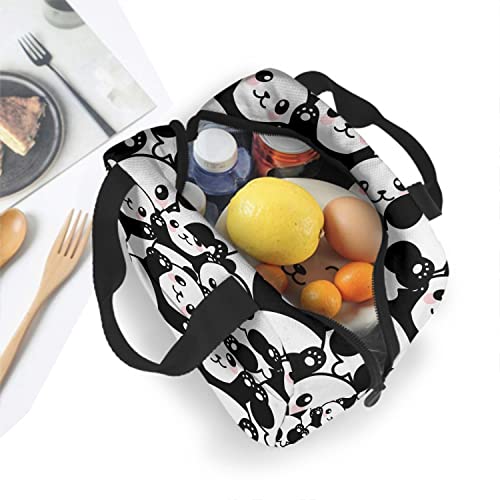 Zoczos Cute Panda Pattern Durable Lunch Box Lovely Pet Cartoon Animal Bear Zoo Wild Funny Modern Art Texture Reusable Lunch Bag For Day Trips Beaches Sports #TOP2