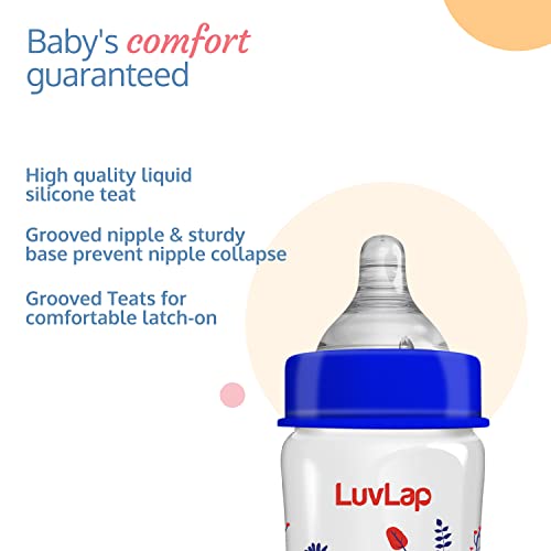 LuvLap-Anti-Colic-Wide-Neck-Natura-Flo-Baby-Feeding-Bottle-250ml-Pack-of-2-New-Born-Infants-Toddler-Upto-3-Years-Stars-BPA-Free