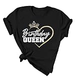 Birthday Shirts for Women Birthday Queen Shirt Funny Letter Printed Shirt Birthday Party Tee Top