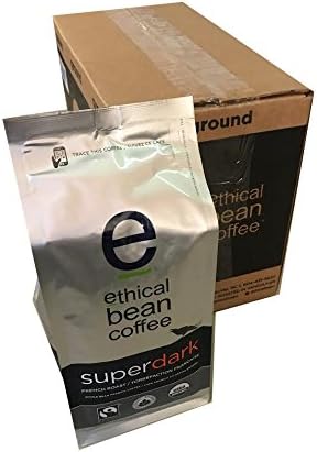 Ethical Bean Coffee - Super Dark, Whole Bean 12 oz (Pack of 6)