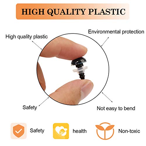 image for L-Lweik Safety Eyes 796pcs Plastic Safety Eyes and Noses, 6-20mm Black