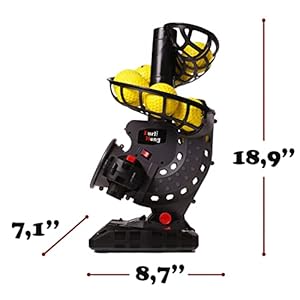 Electronic Baseball Pitching Machine Set, Adjustable Angles, Timer and Speed, AC Adapter or Battery Powered, Comes with Bat, 8 Dimpled Balls, 4 Extra Stackers and Carrying Bag Electronic Baseball Pitching Machine Set Adjustable Angles Timer and Speed AC Adapter or Battery Powered Comes with Bat 8 Dimpled Balls 4 Extra Stackers and Carrying Bag