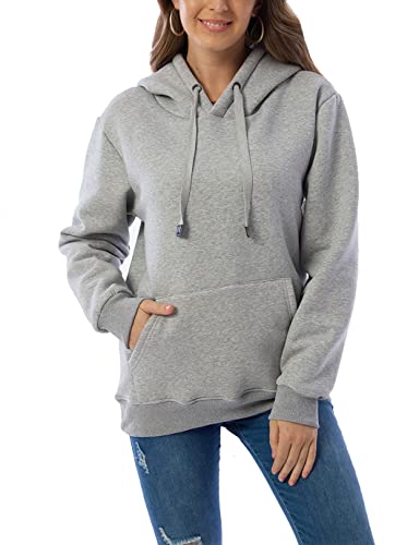 Malajisi Womens Hooded Sweatshirt Fleece Sherpa Lined Hoodies Winter Causal Loose Fit Pullover(Light Grey,M) #TOP3
