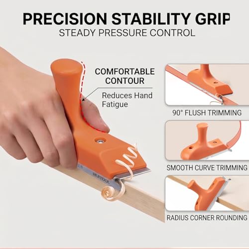 Image of RUITOOL Edge Banding Trimmer with Sharp Stainless Steel Blades and Ergonomic Grip, Suitable for Veneer, PVC, and ABS on Straight, Curved, and Chamfered Edges