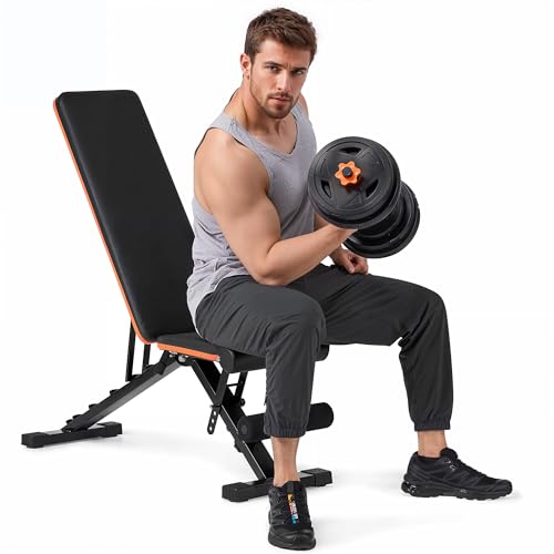 Weight Bench Workout Bench Adjustable Weight Bench Incline bench for Home Gym Full Body Workout with 6 Backrests 600 LBS Weight Capacity Fast Folding Compact Storage