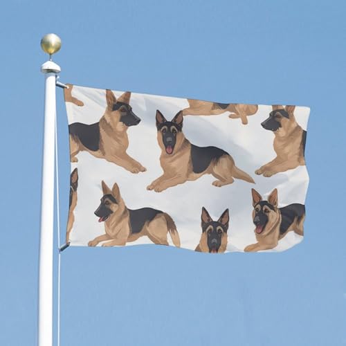 Drapeau de ferme Berger Allemand grand format, pavillon décoratif durable à œillets