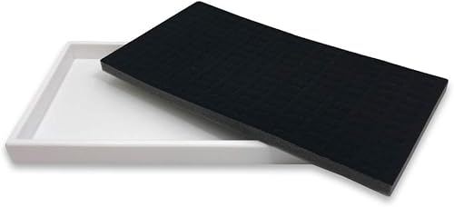 Miniatura 2 de Bandeja de exhibición de anillos de espuma para 144 unidades (bandeja blanca, espuma negra) 1 paquete (14 pulgadas x 8 pulgadas x 1 pulgadas)