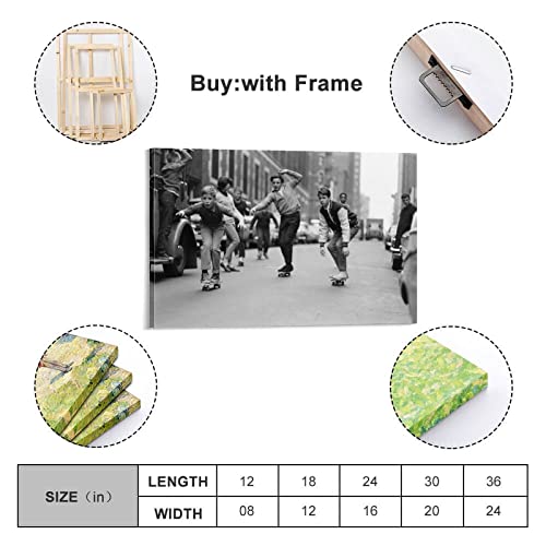 Vintage Posters Capture The Boom Of Skateboarding Black And White Posters Canvas Painting Posters And Prints Wall Art Pictures For Living Room Bedroom Decor 20X30Inch(50X75Cm) Frame-Style #TOP1