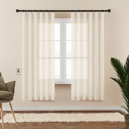 DaysU Ivory Linen Curtains 72 inches Long for Bedroom/Farmhouse, Semi