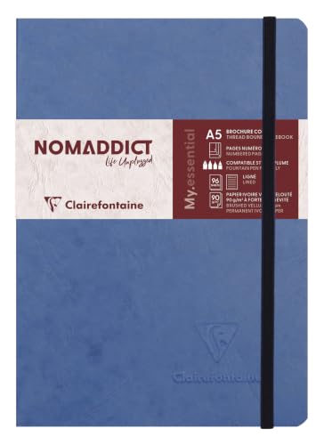 Clairefontaine 793464C A5 Age Bag Essentials Thread, Bound Notebook, Lined, 192 Pages, Blue