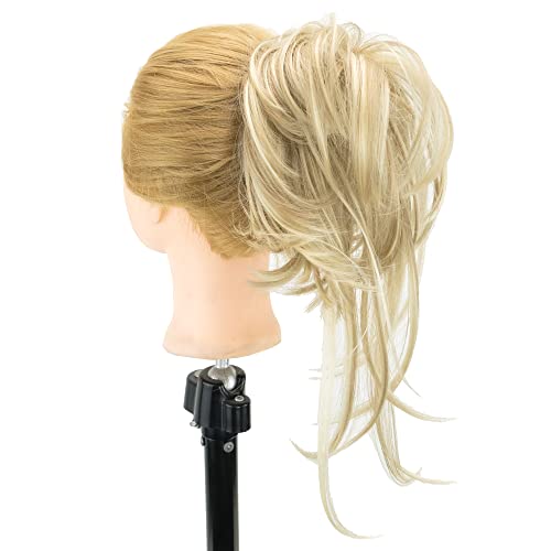 IMISSU 2PCS Messy Hair Bun Piece Updo Long Scrunchies Wrap Ponytail Extension Wavy Hairpieces Chignon Headband (2PCS Light Dirty Blonde) - Image 4