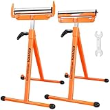 EZUVITA 2er-Pack klappbare Rollenständer, 113kg Tragkraft pro Ständer, 70.5–110cm höhenverstellbar, stabile Unterstützung für Tischkreissägen und Holzbearbeitung