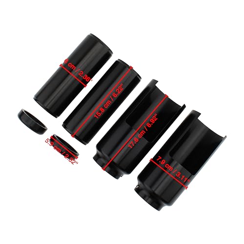 Dreamseek 6pcs Upper&Lower Front Shock Fork Covers Cap Compatible with Harley Dyna Street Bob Low Rider 2018-2022 Motorcycle Tubes Guard Protector CNC Black