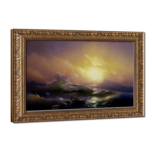 Toile tendue La Neuvième Vague d'Ivan Aivazovsky, décoration murale de qualité musée 61x91 cm