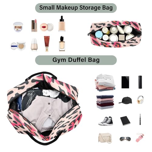 Leopard Abstract Large Travel Duffle Bag Weekender Overnight Bags Gym Yoga Bag for Women Men with Toiletry Bag4