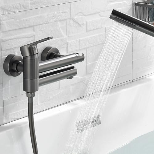 Mitigeur de douche à levier unique mural chromé avec flexible complet