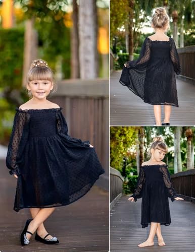 Image of Arshiner Girl Tulle Dress Winter Long Sleeve Teen Girls Party Casual Dresses 5-14Y