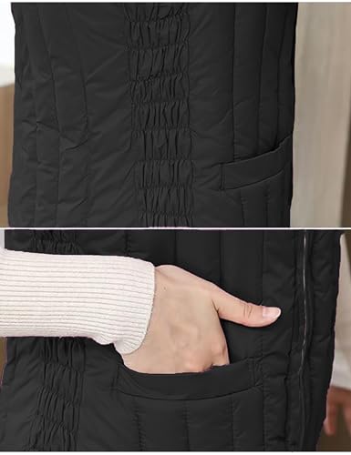 Cropped Sherpa Quilted Vest for Womens Lightweight Slim Fit Puffer Warm Outerwear Waistcoat Vest with Pockets4