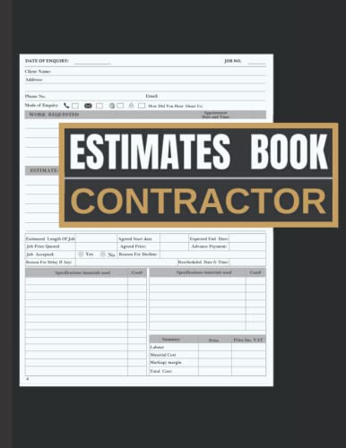 Estimate Book Contractor: Log Book To Record Client Details/ Job Quotes / Estimates|Contractor Notebook Organizer| Record Book| Complete With Dot Grid Diagram / Measurement Pages|A4 #TOP17
